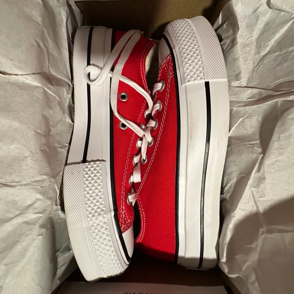 Red Converse Platform Sneakers